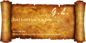 Gallovits Lajos névjegykártya